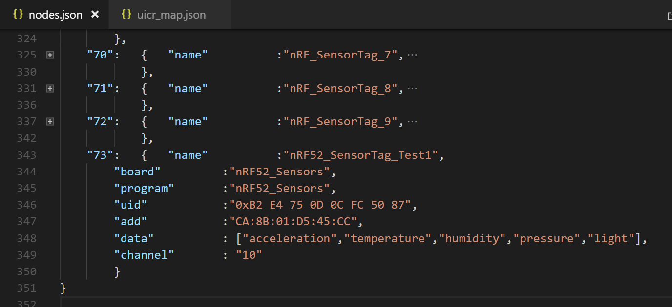 Nodes json